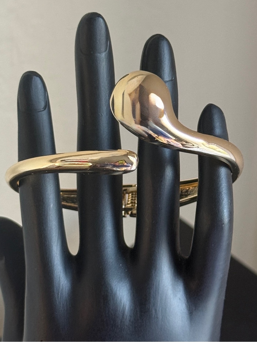 18K Gold Filled Sculptural Bypass Cuff Bracelet - Tarnish Resistant 7.5- 8” NEW